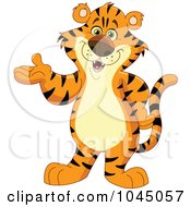Royalty Free RF Clip Art Illustration Of A Tiger Standing Upright And Presenting