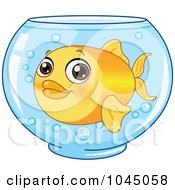 Poster, Art Print Of Cute Goldfish In A Glass Bowl