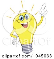 Poster, Art Print Of Light Bulb Character Holding A Finger Up