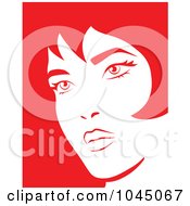 Poster, Art Print Of Red And Off White Womans Face