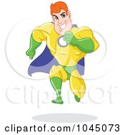 Royalty Free RF Clip Art Illustration Of A Super Hero Man Running Forward
