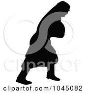 Royalty Free RF Clip Art Illustration Of A Black Silhouetted Native American Woman Carrying A Baby