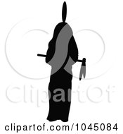 Royalty Free RF Clip Art Illustration Of A Black Silhouetted Native American Chief