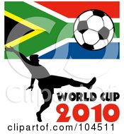 Poster, Art Print Of Silhouetted Soccer Player With World Cup 2010 Text A South African Flag And Soccer Ball