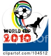 Poster, Art Print Of Soccer Player With World Cup 2010 Text Kicking A South African Soccer Ball