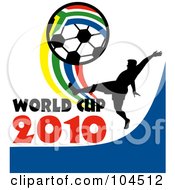 Soccer Player With World Cup 2010 Text Kicking A South African Soccer Ball