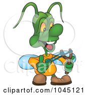 Royalty Free RF Clip Art Illustration Of A Bug Using A Slingshot