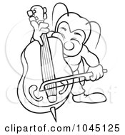 Poster, Art Print Of Black And White Outline Of A Bug Playing A Bass