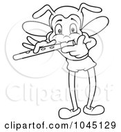 Poster, Art Print Of Black And White Outline Of A Bug Playing A Flute