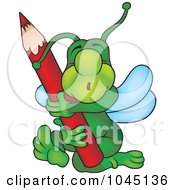 Royalty Free RF Clip Art Illustration Of A Bug Hugging A Pencil by dero