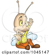 Royalty Free RF Clip Art Illustration Of A Bug Sitting And Waving