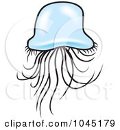 Poster, Art Print Of Blue Jellyfish - 4