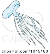 Royalty Free RF Clip Art Illustration Of A Blue Jellyfish 2