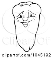 Royalty Free RF Clip Art Illustration Of A Black And White Outline Of A Happy Pepper