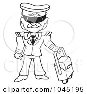 Royalty Free RF Clip Art Illustration Of A Black And White Outline Of A Pilot
