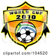 Poster, Art Print Of World Cup 2010 Soccer Ball Shield With A South African Flag