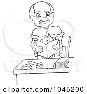 Royalty Free RF Clip Art Illustration Of A Black And White Outline Of A Standing Judge
