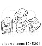 Royalty Free RF Clip Art Illustration Of A Black And White Outline Of A Worm Photographer by dero