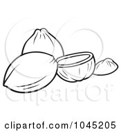Poster, Art Print Of Black And White Outline Of Coconuts