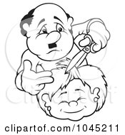 Royalty Free RF Clip Art Illustration Of A Black And White Outline Of A Hairdresser by dero