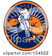 Poster, Art Print Of Blue And Orange Rifle Shooter Logo