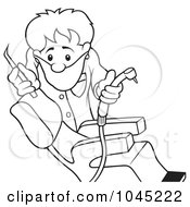 Royalty Free RF Clip Art Illustration Of A Black And White Outline Of A Dentist