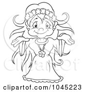 Poster, Art Print Of Black And White Outline Of A Female Fairy