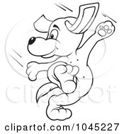 Royalty Free RF Clip Art Illustration Of A Black And White Outline Of A Dog Walking