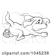 Royalty Free RF Clip Art Illustration Of A Black And White Outline Of A Fleeing Dog