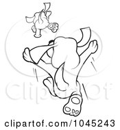 Royalty Free RF Clip Art Illustration Of A Black And White Outline Of Dogs Playing Chase