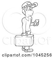 Poster, Art Print Of Black And White Outline Of A Traveling Man