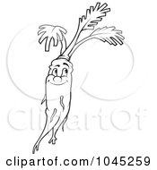 Poster, Art Print Of Black And White Outline Of A Happy Carrot