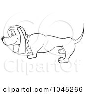 Poster, Art Print Of Black And White Outline Of A Wiener Dog