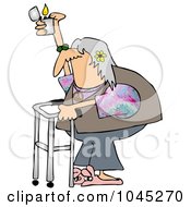 Royalty Free RF Clip Art Illustration Of A Senior Hippie Holding Up A Lighter