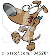 Royalty Free RF Clip Art Illustration Of A Cartoon Dog Talking On A Cell Phone