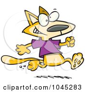 Poster, Art Print Of Cartoon Cat Running In A T Shirt