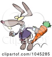 Royalty Free RF Clip Art Illustration Of A Cartoon Business Rabbit Carrying A Carrot Case