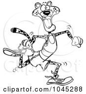 Royalty Free RF Clip Art Illustration Of A Cartoon Black And White Outline Design Of A Runner Cheetahs