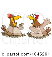 Poster, Art Print Of Cartoon Chatting Chickens