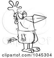 Royalty Free RF Clip Art Illustration Of A Cartoon Black And White Outline Design Of A Man In A Chicken Suit