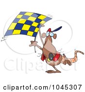 Poster, Art Print Of Cartoon Rat Carrying A Checkered Flag