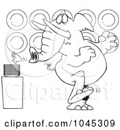 Royalty Free RF Clip Art Illustration Of A Cartoon Black And White Outline Design Of An Elephant In A China Shop