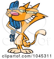 Royalty Free RF Clip Art Illustration Of A Cartoon Cat Talking On A Phone