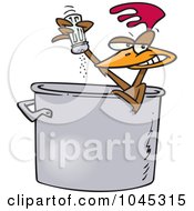 Poster, Art Print Of Cartoon Chicken Seasoning Himself In A Soup Pot