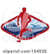 Red And Blue Cross Country Runner Logo