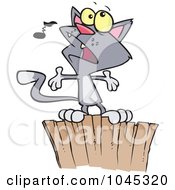 Poster, Art Print Of Cartoon Cat Singing On A Fence