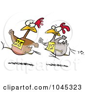 Poster, Art Print Of Cartoon Racing Chickens