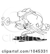 Poster, Art Print Of Cartoon Black And White Outline Design Of A Football Elephant