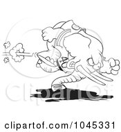 Royalty Free RF Clip Art Illustration Of A Cartoon Black And White Outline Design Of A Football Elephant