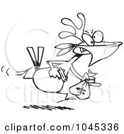 Royalty Free RF Clip Art Illustration Of A Cartoon Black And White Outline Design Of A Chicken Thief